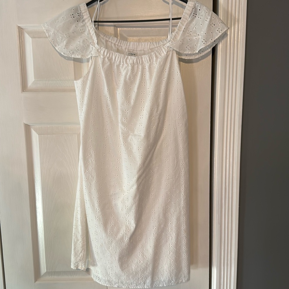 Jcrew eyelet off the shoulder white dress.